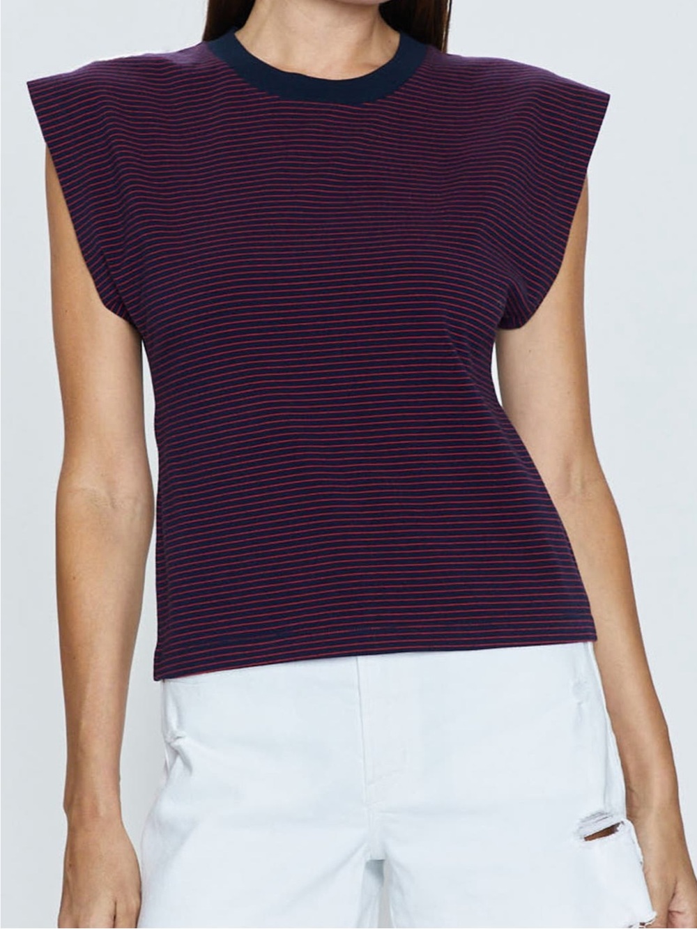 Pistola Navy and Red Marina Stripe Stretch Cotton Tee Size L